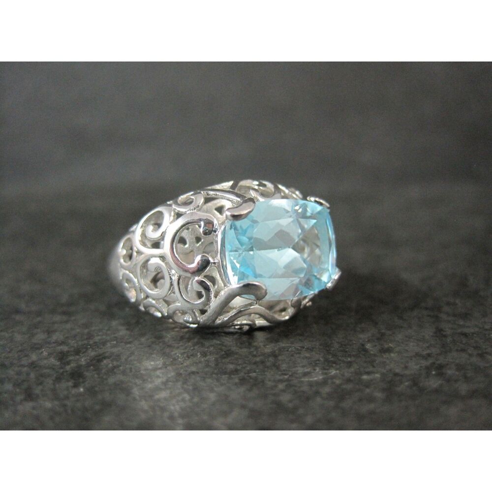 Victoria Wieck Sterling Silver 9 Carat Blue Topaz Ring Size 10